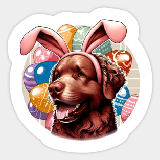 Chesapeake Bay Retriever with Bunny Ears Embraces Easter Sticker